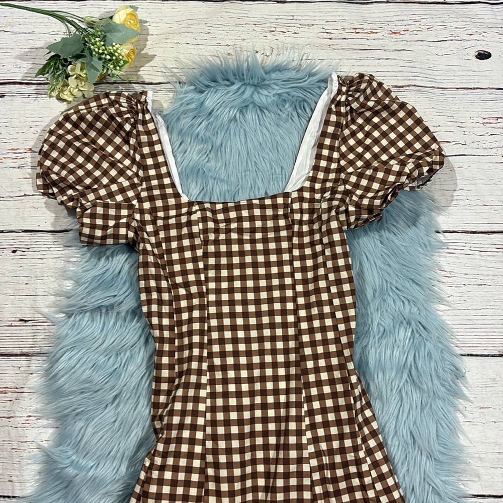 Show Me Your MuMu Brown & Cream Gingham Midi Dress - Picture 6 of 10